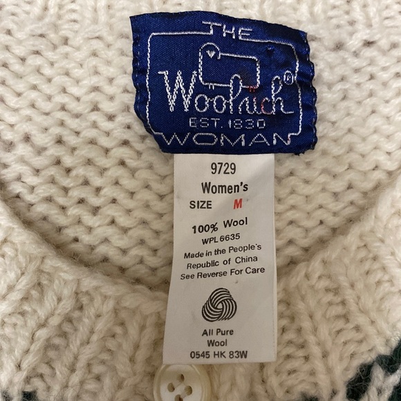 Vintage Woolrich 100% Wool Fairisle  Sheep Cardigan Sweater - Picture 3 of 7